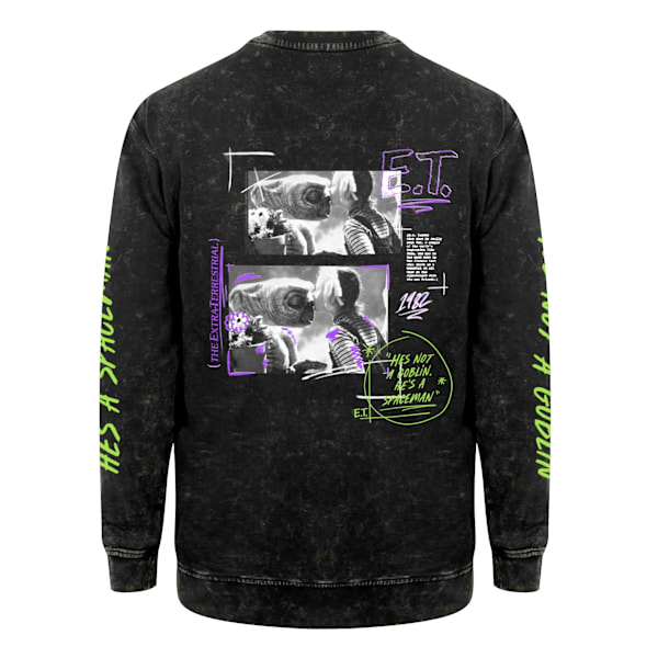 E.T Unisex Vuxen Kiss Acid Wash Sweatshirt S Svart Black S