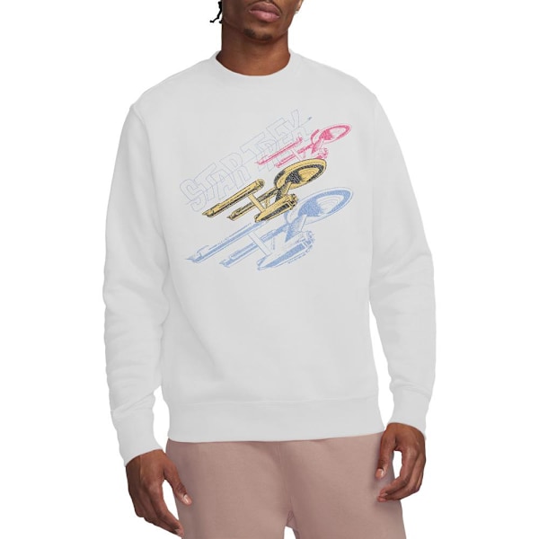 Star Trek Unisex Vuxen Tri Enterprise Retro Sweatshirt XL Vit White XL
