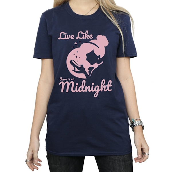 Disney Princess Dam/Damer Askungen No Midnight Bomull Pojkvän T-shirt Navy Blue 3XL