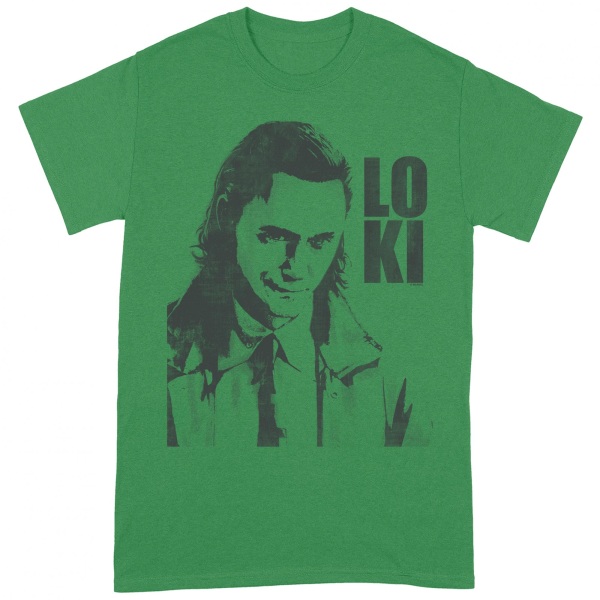 Loki Unisex Vuxen Headshot T-shirt M Irish Green/Black Irish Green/Black M