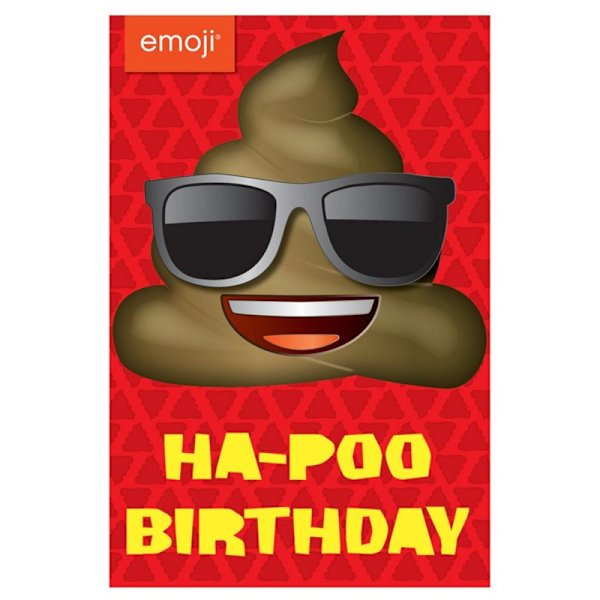 Emoji Ha-Poo Grattis på födelsedagen-kort En storlek Röd/Gul/Brun Red/Yellow/Brown One Size