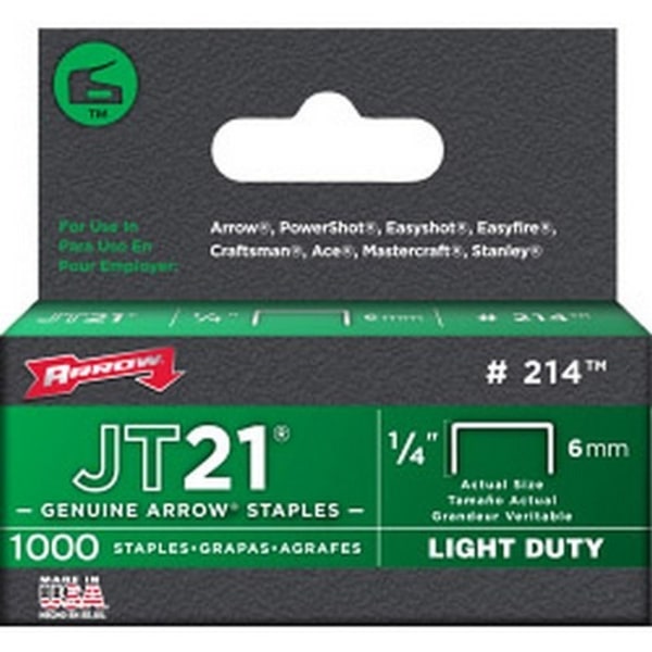 Arrow JT21 T27 häftklamrar (paket med 1000) 6 mm x 6,35 mm Silver Silver 6mm x 6.35mm