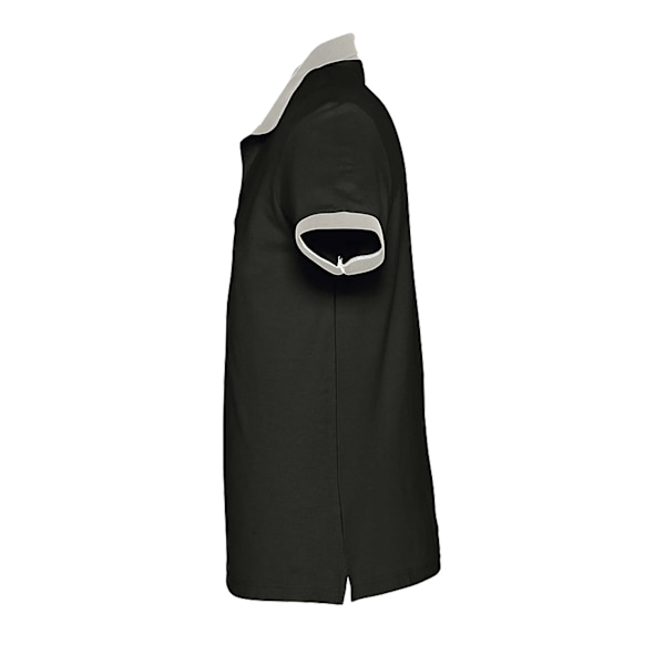SOLS Prince Unisex Kontrast Pique Kortärmad Bomull Polotröja Black/Light Grey S