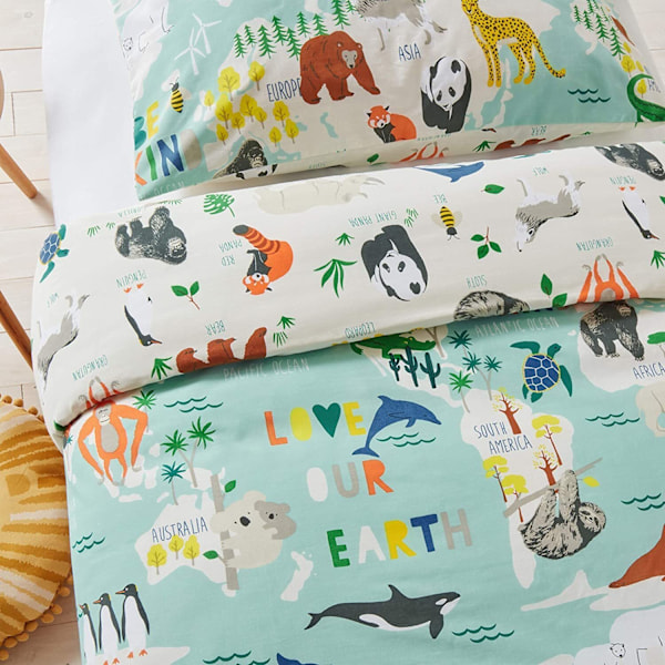 Little Furn Barn/Barnens Älskar Vår Jord Påslakan Set Småbarn Blå Blue Toddler