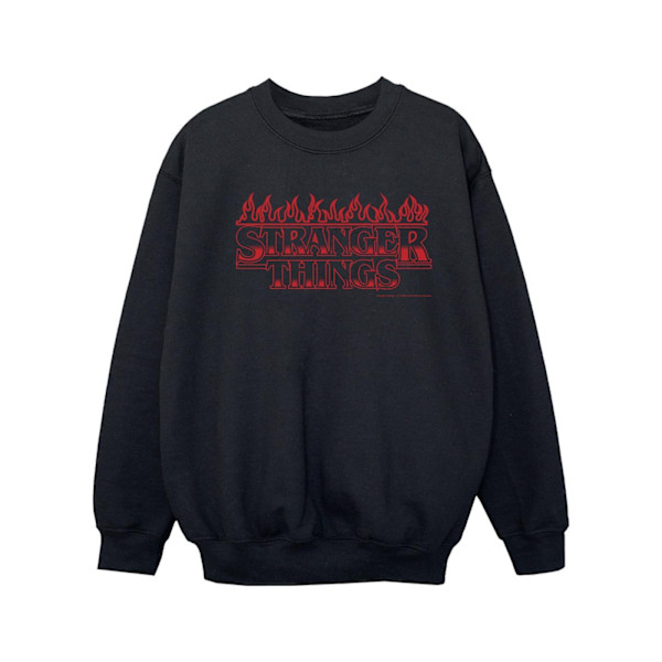 Netflix Girls Stranger Things Flames Sweatshirt 9-11 år Svart Black 9-11 Years