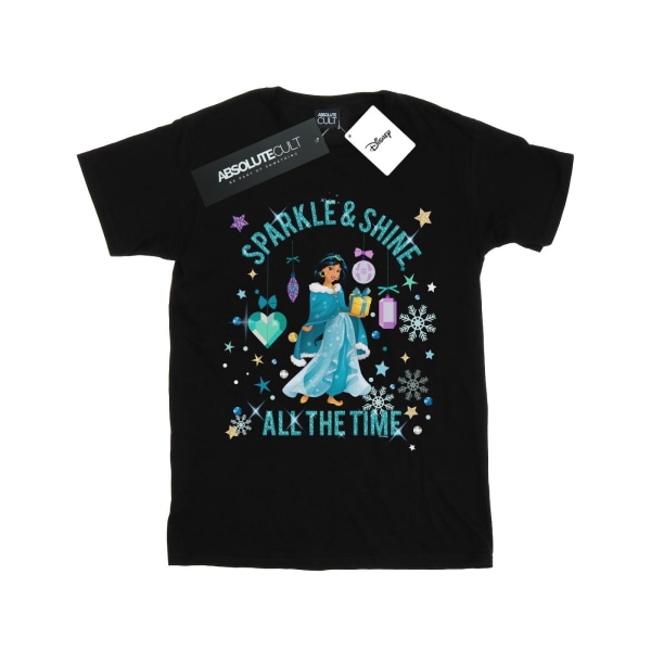 Disney Girls Princess Jasmine Sparkle And Shine T-shirt i bomull Black 7-8 Years