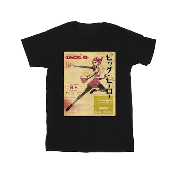 Disney Boys Big Hero 6 Baymax Honey Lemon Newspaper T-shirt 7-8 Black 7-8 Years