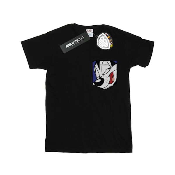 Looney Tunes Boys Pepe Le Pew Face Faux Pocket T-Shirt 5-6 år Black 5-6 Years