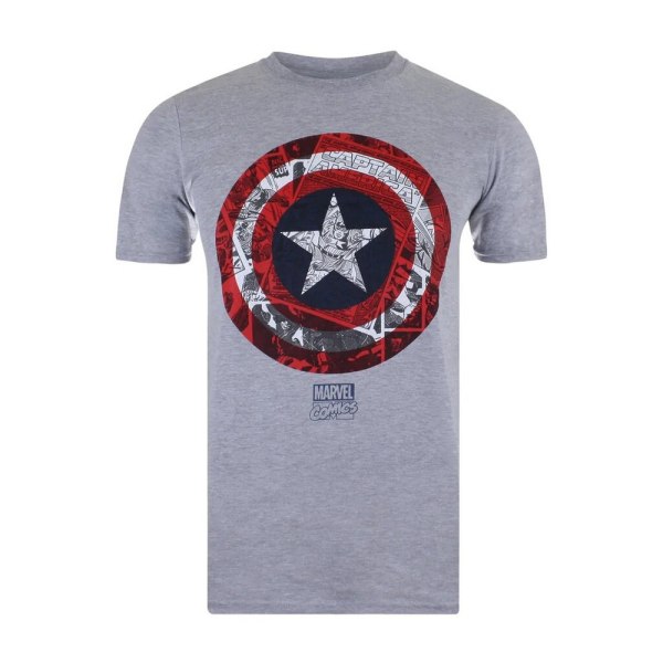 Captain America Mens Shield T-Shirt M Grå/röd/marinblå Grey/Red/Navy M