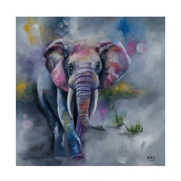 Alison Mcilkenny Elefant Stride Print 40cm x 40cm Flerfärgad Multicoloured 40cm x 40cm