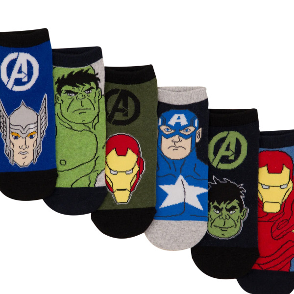 Marvel Avengers Boys Characters Socks (paket med 6) 9 UK Child-12 Multicoloured 9 UK Child-12 UK Child