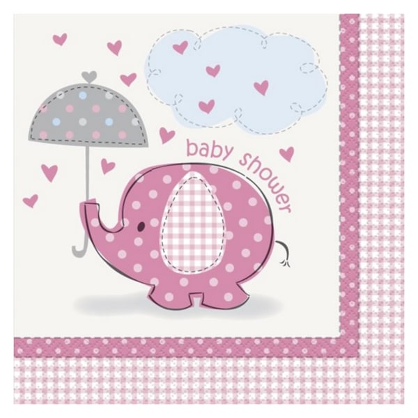 Unika festliga rosa lunchservetter - Umbrellaphants One Size Rosa/ Pink/White One Size