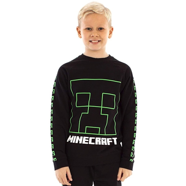 Minecraft Creeper Face Sweatshirt för pojkar 11-12 år Svart Black 11-12 Years
