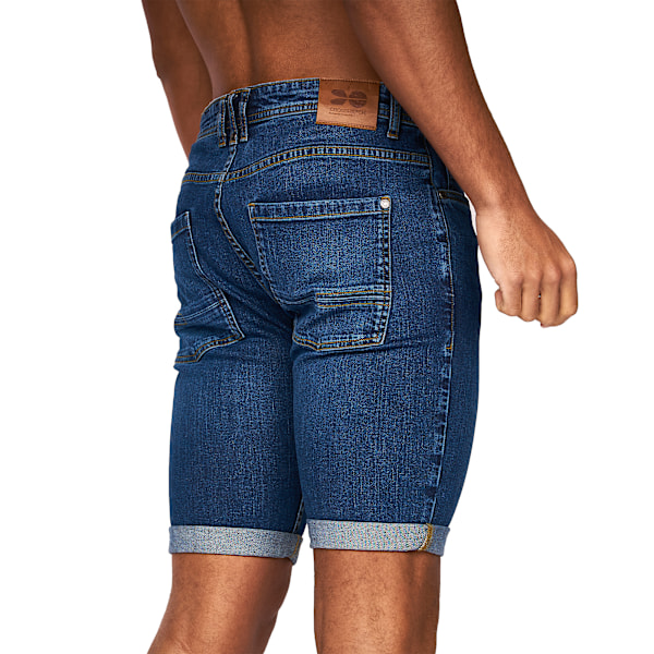 Crosshatch herr Tadcaster denimshorts 38R mellanblå tvätt Mid Wash 38R