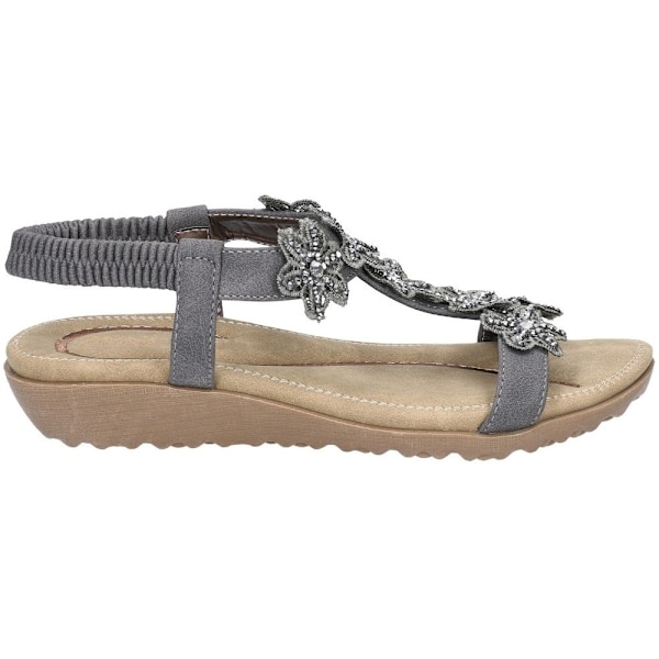 Fleet & Foster Dam/Kvinnor Magnolia Elastisk T-Bar Sandal 8 UK Grey 8 UK