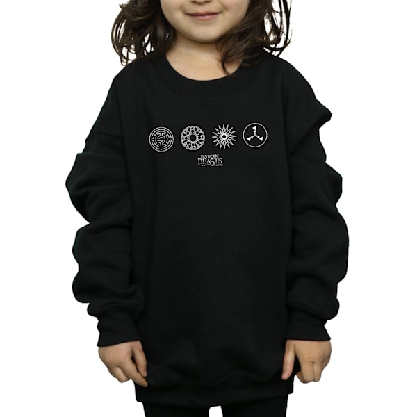 Fantastiska vidunder Girls Circular Icons Sweatshirt 12-13 år Bl Black 12-13 Years