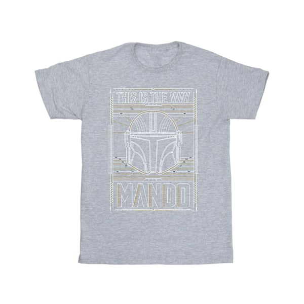 Star Wars Boys The Mandalorian The Way Outline Helm T-Shirt 12- Sports Grey 12-13 Years