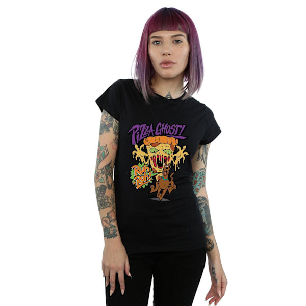 Scooby Doo Dam/Kvinnor Pizza Ghost Bomull T-shirt S Svart Black S
