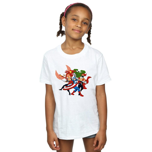 Marvel Girls Avengers Assemble Comic Team Bomull T-shirt 9-11 år White 9-11 Years