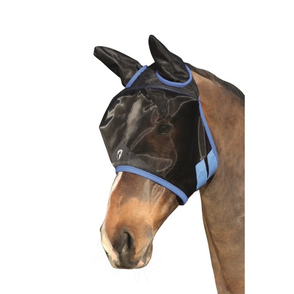 Hy BHB Equestrian Mesh Half Mask With Ears XL Black/Palace Blue Black/Palace Blue XL