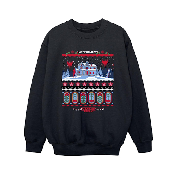 Netflix Boys Stranger Things Fair Isle Sweatshirt 9-11 år Bl Black 9-11 Years