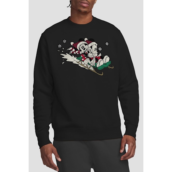 Disney Unisex Vuxen Åka Släde Jul Mickey & Minnie Mous Black XXL