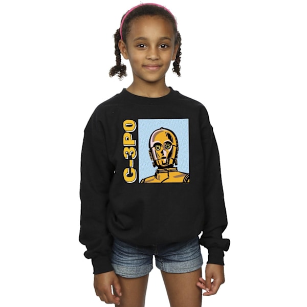 Star Wars Girls C3PO Line Art Sweatshirt 5-6 år Svart Black 5-6 Years