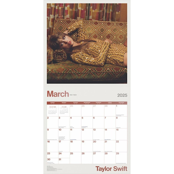 Taylor Swift 2025 Kvadratisk Väggkalender 30cm x 30cm Flerfärgad Multicoloured 30cm x 30cm