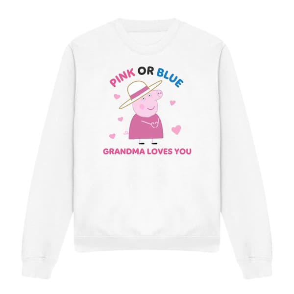 Greta Gris Dam Rosa Eller Blå Mormor Gris Älskar Dig Tröja White S