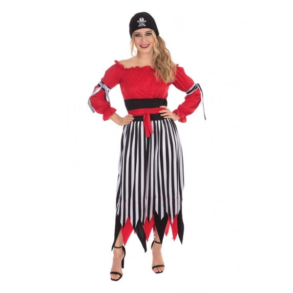 Bristol Novelty Womens/Ladies Crimson Pirate Costume S Black/Re Black/Red/White S