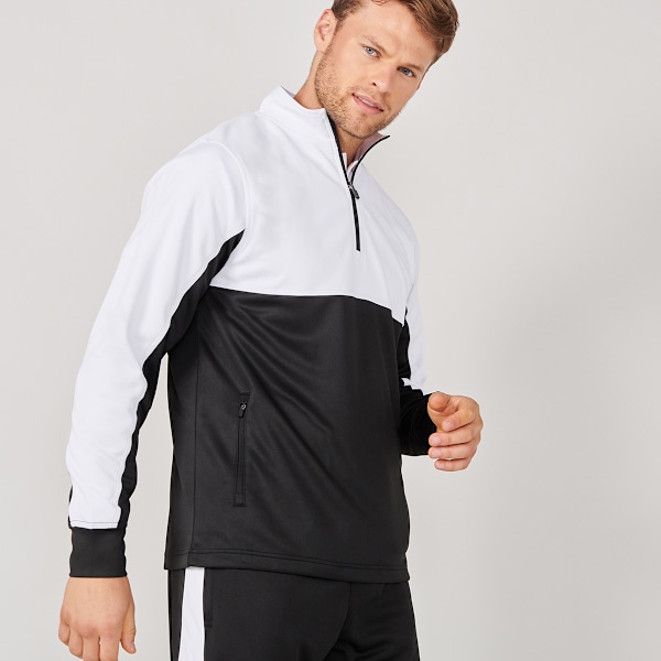 Finden & Hales Herr Quarter Zip Track Top S Svart/Vit Black/White S