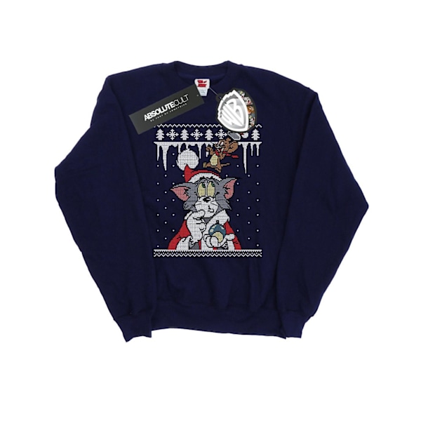 Tom And Jerry Herr Jul Fair Isle Sweatshirt L Marinblå Navy Blue L