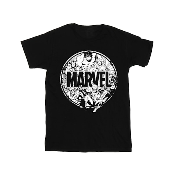 Marvel Comics Boys Logo Character Infill T-Shirt 9-11 år Bla Black 9-11 Years