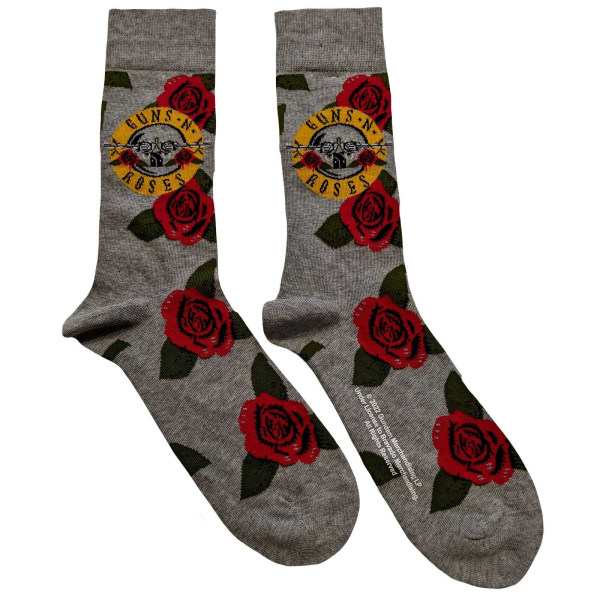 Guns N Roses Unisex Adult Bullet Roses Socks 7 UK-11 UK Grey/Re Grey/Red/Green 7 UK-11 UK