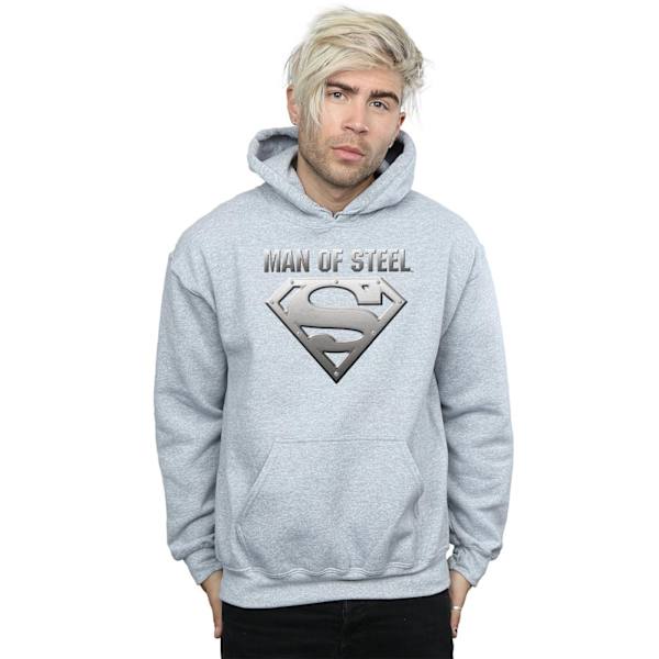 DC Comics Herr Superman Man Of Steel Shield Hoodie L Sports Grå Sports Grey L