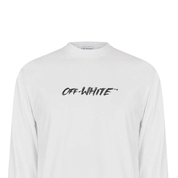 Off White Lättvikts Långärmad T-shirt för Herr L Vit White L