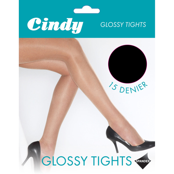 Cindy Dam/Dam 15 Denier Glossy Tights (1 par) Medium (5f) Black Medium (5ft-5ft8”)