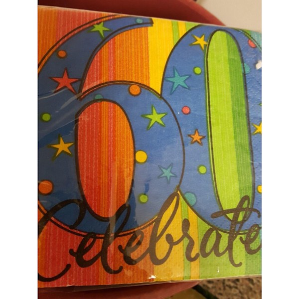 Amscan A Year To Celebrate 60th Servetter (16-pack) One Size O Orange/Blue/Green One Size