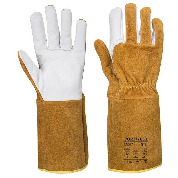 Portwest TIG Kohudläder Svetsningshandskar XXL Brun Brown XXL