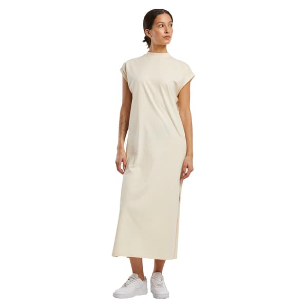 Build Your Brand Dam/Dam Extended Shoulder Lång Midi Klänning White Sand 16 UK