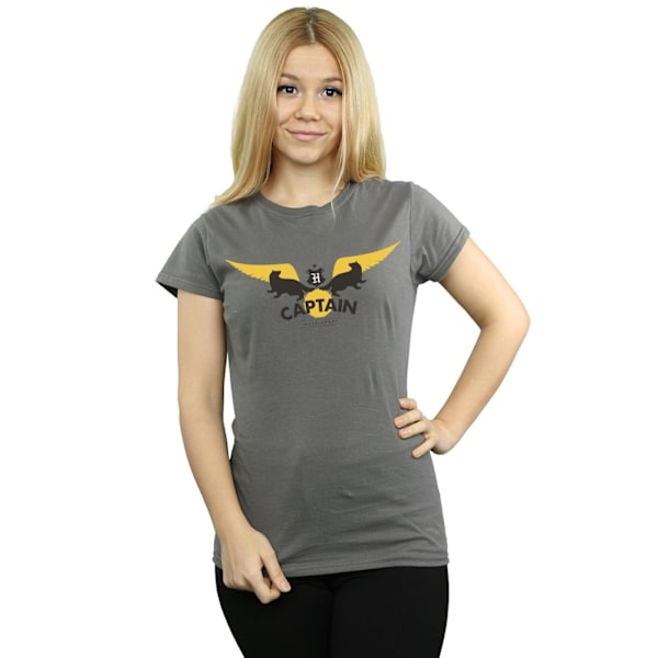 Harry Potter Dam/Kvinnor Hufflepuff Captain Bomull T-shirt M Charcoal M