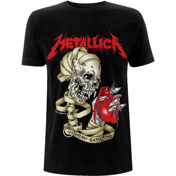 Metallica Unisex Vuxenhjärta T-shirt med explosiv print L Bla Black L