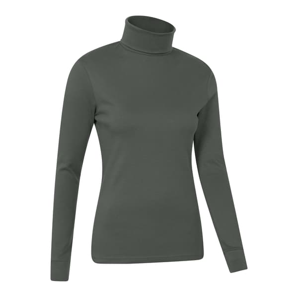 Mountain Warehouse Dam/Dam Meribel Bomullsrullhals Långärmad Khaki Green 22 UK