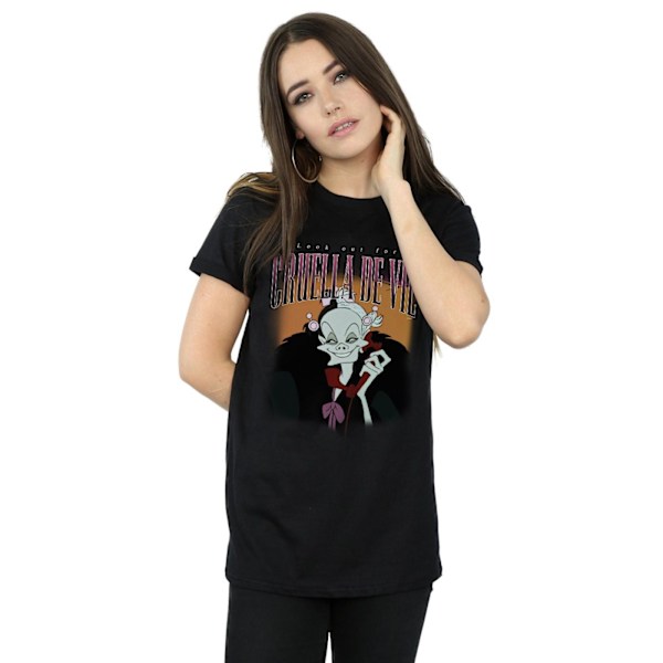 Disney Dam/Kvinnor Cruella De Vil Homage Bomull Boyfriend T-Shirt S Black S