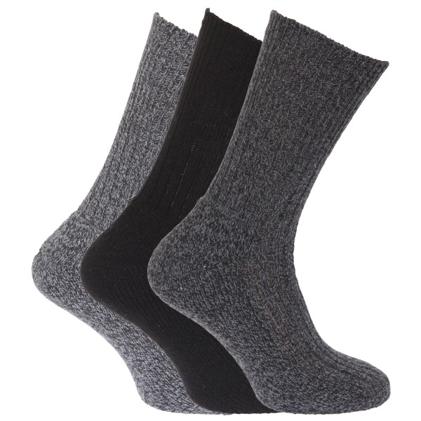 Ullblandning för män, icke-elastisk topp Ljushållsstrumpor (paket med 3) UK Black/Grey UK Shoe 6-11, EUR 39-45
