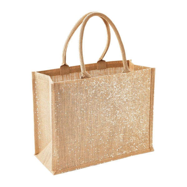 Westford Mill Metallic Shimmer Jute Shopper/Tote Bag (paket med 2 Natural Gold One Size