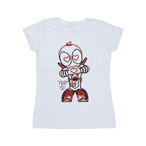 Marvel Dam/Kvinnor Deadpool Love Beam Line Bomull T-shirt S W White S