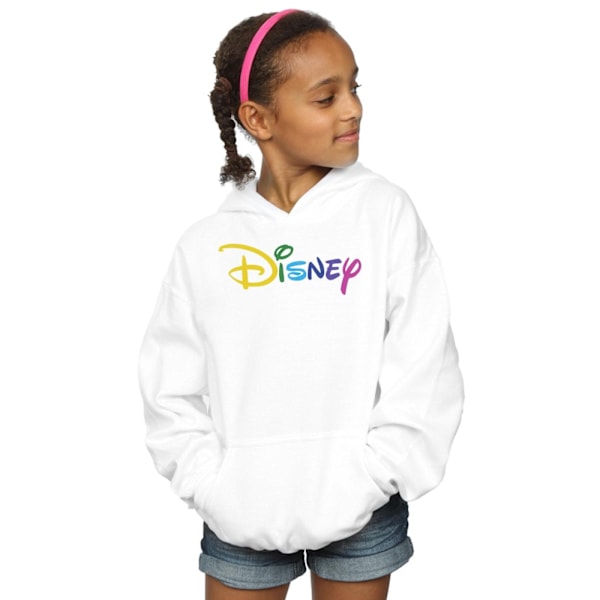 Disney Girls Colour Logo Hoodie 9-11 år Vit White 9-11 Years