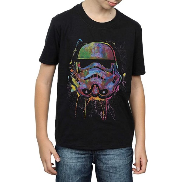 Star Wars Boys Stormtrooper Paint Splatter Cotton T-Shirt 9-11 Black 9-11 Years