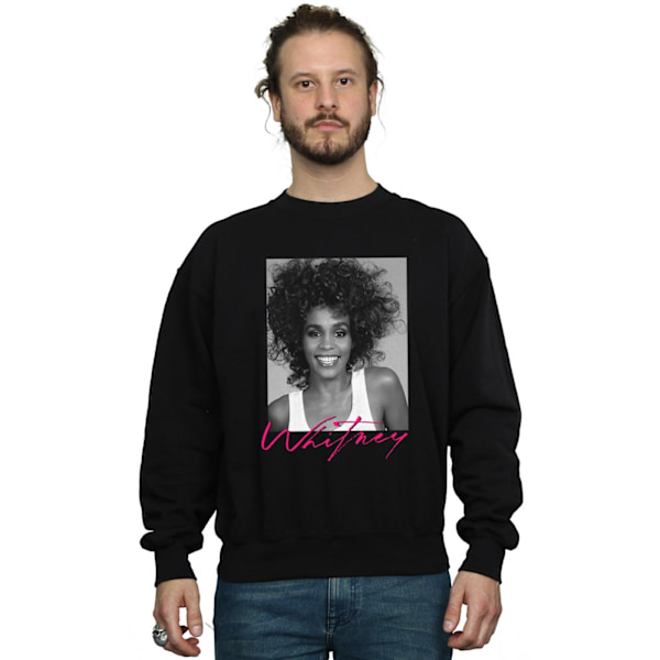 Whitney Houston Herr Smile Foto Sweatshirt 4XL Svart Black 4XL